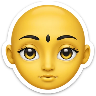 Yellow face with cute eyes and black bindi sticker