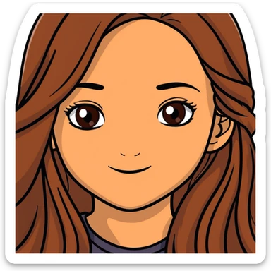 fair medium tan skin girl with hazel eyes and brown long hair sticker