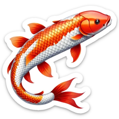 red white long Koi fish sticker