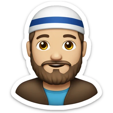 Man with brown hair and beard wearing a yarmulke  sticker