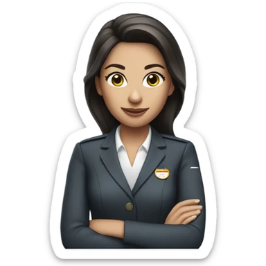 Flight attendant brunette sticker