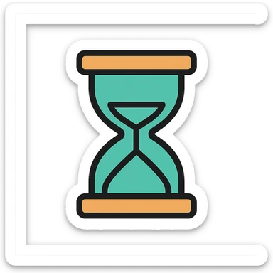 hourglass icon in color #7CB4A9, flat color, simple, bold lines, no text sticker