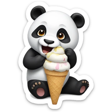 Panda eating ice cream sticker