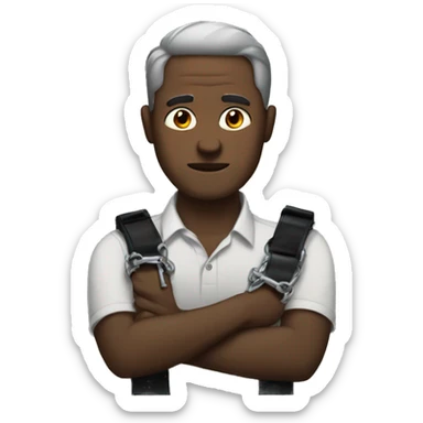 man handcuffed at a table sticker