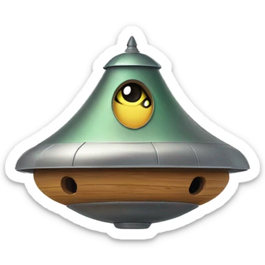  Pretty nice UFO alien spaceship shaped birdhouse —no emoji  sticker