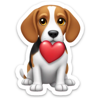 Beagle holding heart sticker