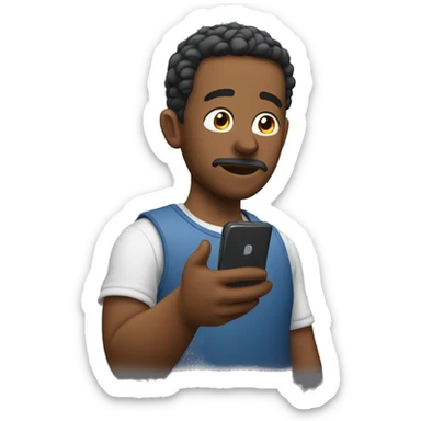 a guy always looking at his phone and to reels sticker