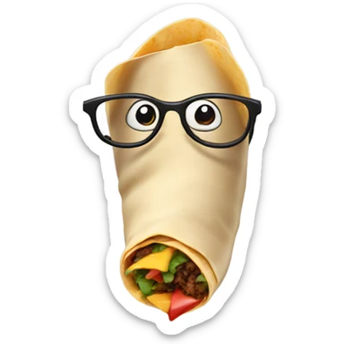 Burrito with a long nose and glasses sticker