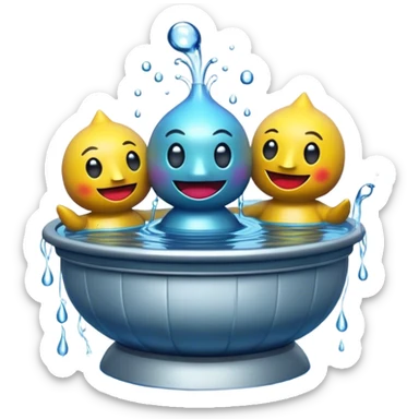 Cinematic Realistic Water Puppetry Pop Culture Emoji, depicted as a whimsical scene of traditional water puppetry rendered with dynamic textures and playful lighting. sticker