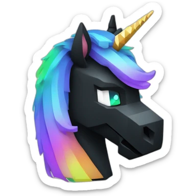 Minecraft Rainbow Black Unicorn Head With Diamond Horn sticker