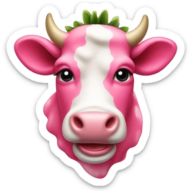 Pink strawberry cow sticker