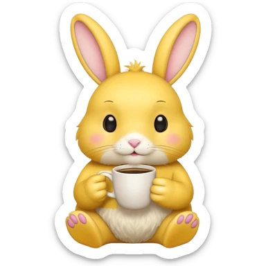 yellow rabbit with coffee sticker