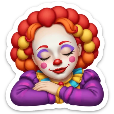 female clown sleeping eyes closed sticker