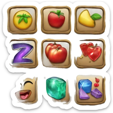 seven slot machine simbols sticker