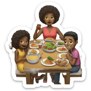 multiracial family eating dinner sticker