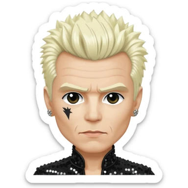 Billy Idol with platinum blonde hair, black sequin outfit sticker