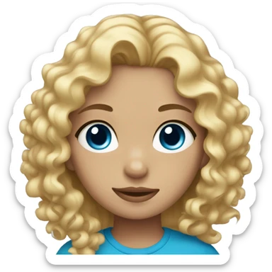 Girl with blue eyes and curly blonde hair sticker