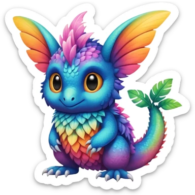P moe cute tropical gradients-colored fuzzy realistic Randomly-faerie-drake exotic Fakémon-creature sticker