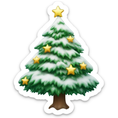 Christmas tree with snow and stars sticker