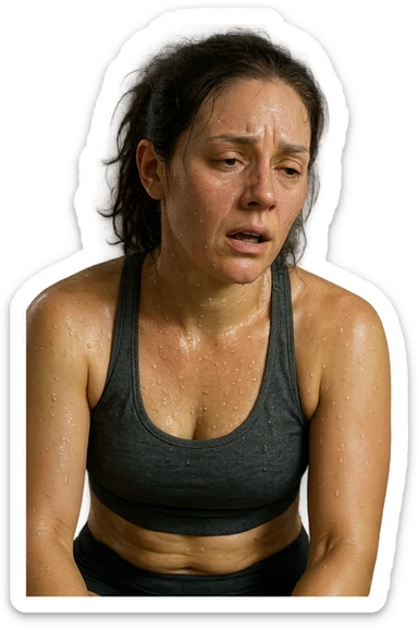 donna molto stanca dopo il workout immagine realistica in 3d sticker