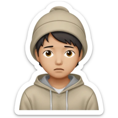 South Korean college student with a worried face (melange hoodie) sticker