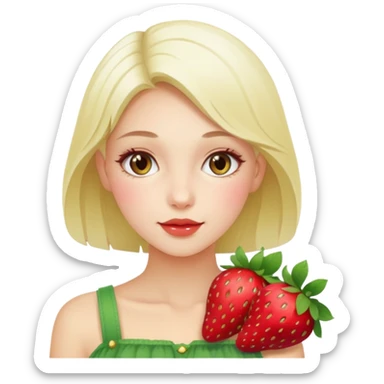 a beautiful girl mix with nenuphar and  Strawberries  sticker