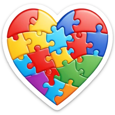 heart with rainbow puzzle pieces sticker