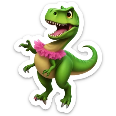 T rex wearing a tutu on a surfboard sticker