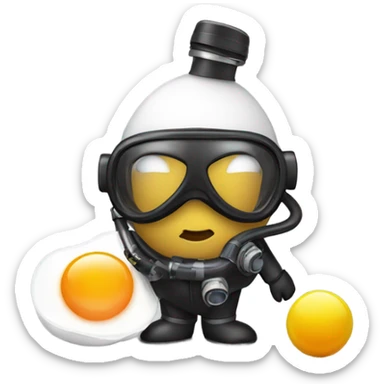 Peanut with a fried egg dressed as a scuba diver sticker