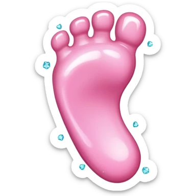 Cute cartoon foot with sugar crystals, candy sprinkles, and a sweet appearance sticker