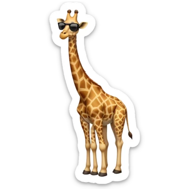 friendly anthropomorphised giraffe in casual clothing, wearing dark sunglasses, walking upright in relaxed pose sticker