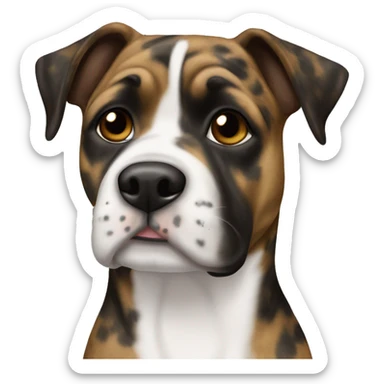 Black and blonde brindle with white chest, brown eyes, female American Staffordshife terrior sticker