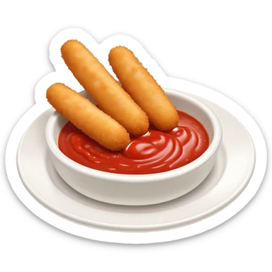 Realistic Mozzarella sticks with marinara sauce, ceramic dish  sticker