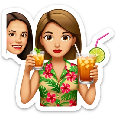 Woman drinking a mai tai sticker