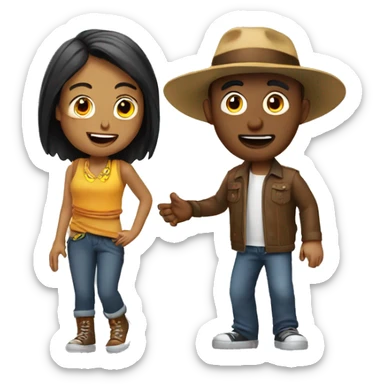 chico y chica hablando por videollamada sticker