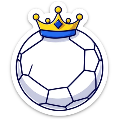 Soccer ball with blue and black crown sticker