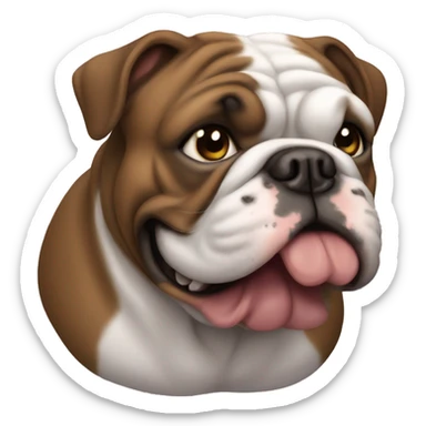 dark brown fat english bulldog sticker