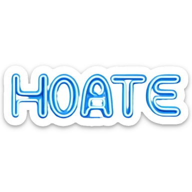 Blue neon sign with the word hate sticker