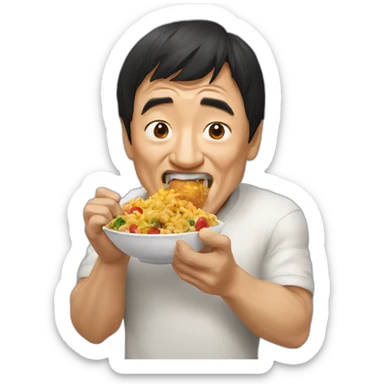 Jackie chan eating sticker