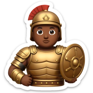 Botero Bronze Roman Soldier Landmark Emoji – Showcasing a stylized, rounded bronze Roman soldier sculpture. sticker
