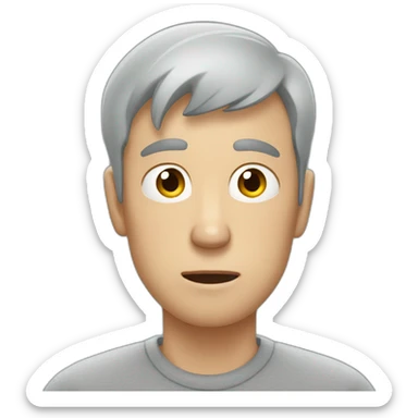 tired white man with very very very short hair in gray sweatshirt is very very very scared sticker