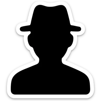 solid filled icon of a man with a hat sticker