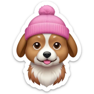 dog wearing a pink beanie sticker