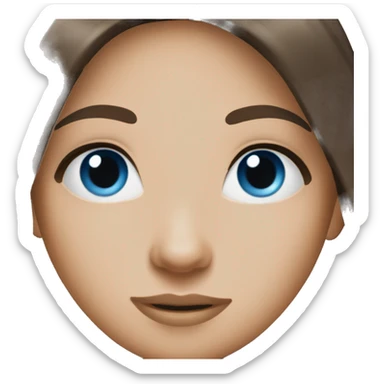 Long brunette straight hair girl, blue eyes sticker