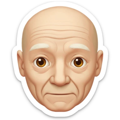 Bald old man with no facial hair sticker
