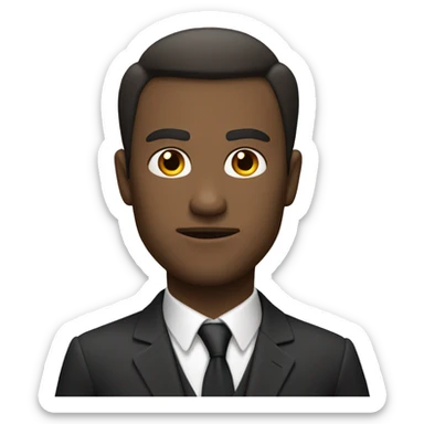 Man in a suit with a serious expression and white skin a little brown sticker