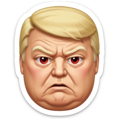 uSE THIS AS A REFERENCE PICTURE TO CREATE AN ANGRY, ELDERLY, OBESEB DONALD TRUMP EMOJI, FROM AN ISOMETRIC OVERHEAD ANGLE sticker