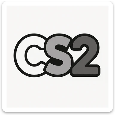 CS2 logo with a minimalist approach, using negative space to form the letters, sleek and professional, ideal for branding sticker
