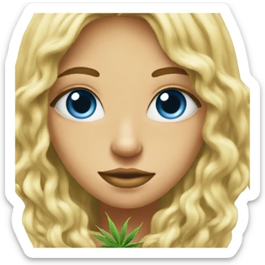 Blonde hair blue eye girl inside weed nug sticker
