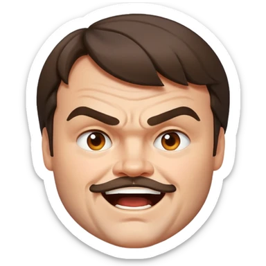 realistic emoji of Jack Black, energetic expression, natural skin tones sticker
